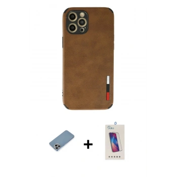 MARSİLYAN™- iPhone 12 Pro Max Kılıf Doruk Asil Koleksiyonu - Siyah Joko 5D Cam + Shine Kamera Lens Koruma Cam - GI