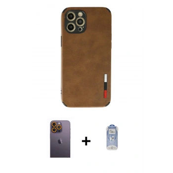 MARSİLYAN™- iPhone 12 Pro Max Kılıf Doruk Asil Koleksiyonu - Siyah Joko Magic 5D Cam + Neon Fosforlu Kamera Lens - SI