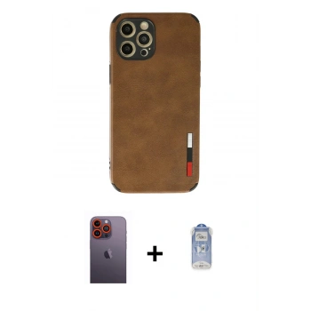 MARSİLYAN™- iPhone 12 Pro Max Kılıf Doruk Asil Koleksiyonu - Siyah Joko Magic 5D Cam + Neon Fosforlu Kamera Lens - TU