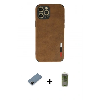 MARSİLYAN™- iPhone 12 Pro Max Kılıf Doruk Asil Koleksiyonu - Siyah Joko Magic 5D Hayalet Cam + Shine Kamera Lens Koruma Cam - SH