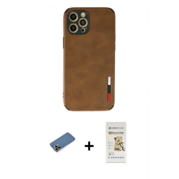 MARSİLYAN™- iPhone 12 Pro Max Kılıf Doruk Asil Koleksiyonu - Siyah Mat Seramik Nano Ekran Koruyucu + Shine Kamera Lens Koruma Cam - GD