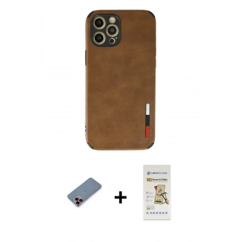 MARSİLYAN™- iPhone 12 Pro Max Kılıf Doruk Asil Koleksiyonu - Siyah Mat Seramik Nano Ekran Koruyucu + Metal Kamera Lens Koruma Cam - KI