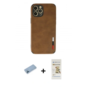 MARSİLYAN™- iPhone 12 Pro Max Kılıf Doruk Asil Koleksiyonu - Siyah Mat Seramik Nano Ekran Koruyucu + Shine Kamera Lens Koruma Cam - MI
