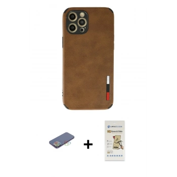 MARSİLYAN™- iPhone 12 Pro Max Kılıf Doruk Asil Koleksiyonu - Siyah Mat Seramik Nano Ekran Koruyucu + Renkli Kamera Lens Koruma Cam - MI