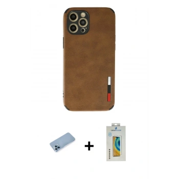 MARSİLYAN™- iPhone 12 Pro Max Kılıf Doruk Asil Koleksiyonu - Siyah Polymer Nano Ekran Koruyucu + Shine Kamera Lens Koruma Cam - MI