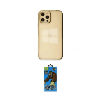 MARSİLYAN™- iPhone 12 Pro Max Kılıf Doruk Doku Prime - Siyah 18D Cam Ekran Koruyucu