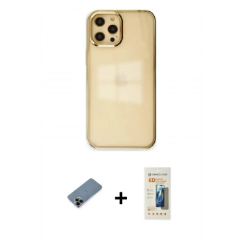 MARSİLYAN™- iPhone 12 Pro Max Kılıf Doruk Doku Prime - Siyah 6D Mat Seramik Hayalet Nano Ekran Koruyucu + Shine Kamera Lens Koruma Cam - SH