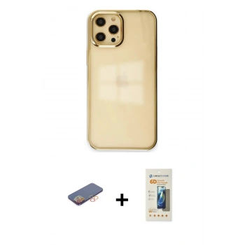 MARSİLYAN™- iPhone 12 Pro Max Kılıf Doruk Doku Prime - Siyah 6D Mat Seramik Hayalet Nano Ekran Koruyucu + Renkli Kamera Lens Koruma Cam - TU