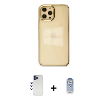 MARSİLYAN™- iPhone 12 Pro Max Kılıf Doruk Doku Prime - Siyah Joko Magic 5D Cam + Shine Kamera Lens - LT