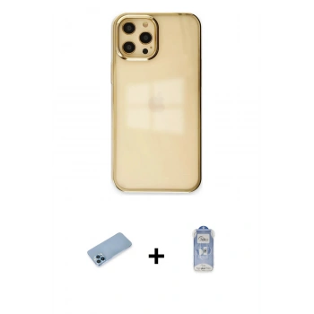 MARSİLYAN™- iPhone 12 Pro Max Kılıf Doruk Doku Prime - Siyah Joko Magic 5D Cam + Shine Kamera Lens Koruma Cam - MI