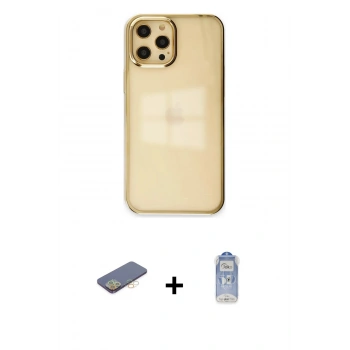 MARSİLYAN™- iPhone 12 Pro Max Kılıf Doruk Doku Prime - Siyah Joko Magic 5D Cam + Renkli Kamera Lens Koruma Cam - SI