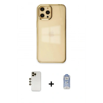 MARSİLYAN™- iPhone 12 Pro Max Kılıf Doruk Doku Prime - Siyah Joko Magic 5D Cam + Shine Kamera Lens - GD
