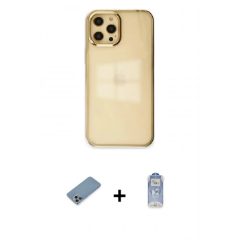 MARSİLYAN™- iPhone 12 Pro Max Kılıf Doruk Doku Prime - Siyah Joko Magic 5D Cam + Shine Kamera Lens Koruma Cam - GI