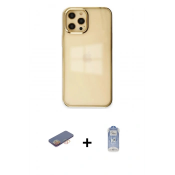 MARSİLYAN™- iPhone 12 Pro Max Kılıf Doruk Doku Prime - Siyah Joko Magic 5D Cam + Renkli Kamera Lens Koruma Cam - TU