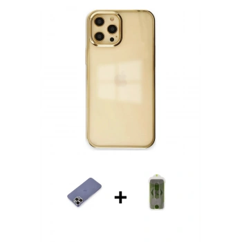MARSİLYAN™- iPhone 12 Pro Max Kılıf Doruk Doku Prime - Siyah Joko Magic 5D Hayalet Cam + Metal Kamera Lens Koruma Cam - GD
