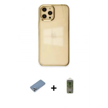 MARSİLYAN™- iPhone 12 Pro Max Kılıf Doruk Doku Prime - Siyah Joko Magic 5D Hayalet Cam + Shine Kamera Lens Koruma Cam - GS