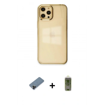 MARSİLYAN™- iPhone 12 Pro Max Kılıf Doruk Doku Prime - Siyah Joko Magic 5D Hayalet Cam + Shine Kamera Lens Koruma Cam - SH