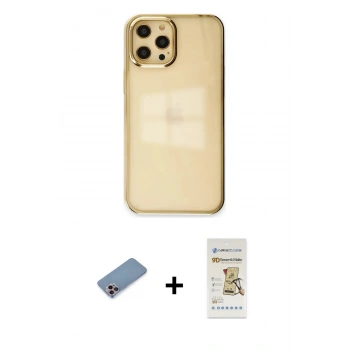 MARSİLYAN™- iPhone 12 Pro Max Kılıf Doruk Doku Prime - Siyah Mat Seramik Nano Ekran Koruyucu + Shine Kamera Lens Koruma Cam - PE
