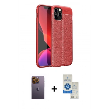 MARSİLYAN™- iPhone 12 Pro Max Kılıf Doruk Klasik Özel Seri - Şeffaf Royal Nano Ekran Koruyucu + Neon Fosforlu Kamera Lens - SI