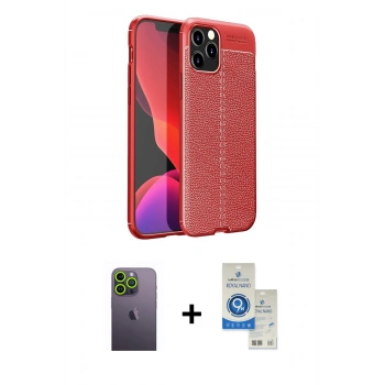 MARSİLYAN™- iPhone 12 Pro Max Kılıf Doruk Klasik Özel Seri - Şeffaf Royal Nano Ekran Koruyucu + Neon Fosforlu Kamera Lens - YL