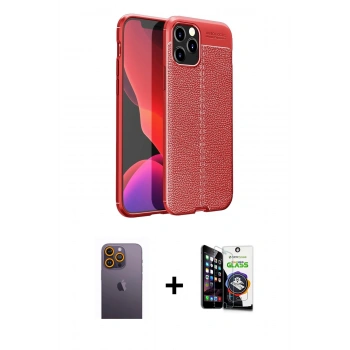 MARSİLYAN™- iPhone 12 Pro Max Kılıf Doruk Klasik Özel Seri - Şeffaf Temperli Cam Ekran Koruyucu + Neon Fosforlu Kamera Lens - SI