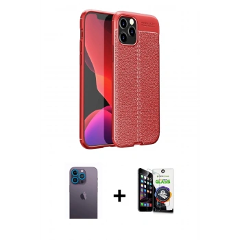 MARSİLYAN™- iPhone 12 Pro Max Kılıf Doruk Klasik Özel Seri - Şeffaf Temperli Cam Ekran Koruyucu + Neon Fosforlu Kamera Lens - MI