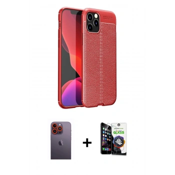 MARSİLYAN™- iPhone 12 Pro Max Kılıf Doruk Klasik Özel Seri - Şeffaf Temperli Cam Ekran Koruyucu + Neon Fosforlu Kamera Lens - TU