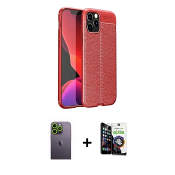 MARSİLYAN™- iPhone 12 Pro Max Kılıf Doruk Klasik Özel Seri - Şeffaf Temperli Cam Ekran Koruyucu + Neon Fosforlu Kamera Lens - YL