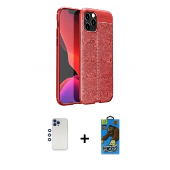 MARSİLYAN™- iPhone 12 Pro Max Kılıf Doruk Klasik Özel Seri - Siyah 18D Cam Ekran Koruyucu + Shine Kamera Lens - LT