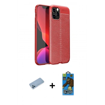 MARSİLYAN™- iPhone 12 Pro Max Kılıf Doruk Klasik Özel Seri - Siyah 18D Cam Ekran Koruyucu + Shine Kamera Lens Koruma Cam - MI