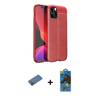 MARSİLYAN™- iPhone 12 Pro Max Kılıf Doruk Klasik Özel Seri - Siyah 18D Cam Ekran Koruyucu + Shine Kamera Lens Koruma Cam - GD
