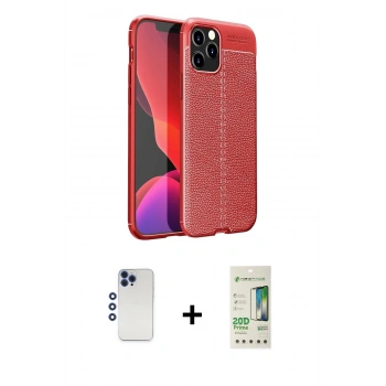 MARSİLYAN™- iPhone 12 Pro Max Kılıf Doruk Klasik Özel Seri - Siyah 20D Premium Cam Ekran Koruyucu + Shine Kamera Lens - LT