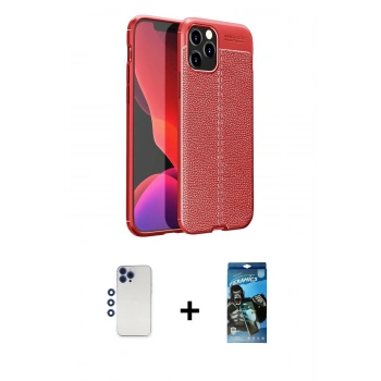 MARSİLYAN™- iPhone 12 Pro Max Kılıf Doruk Klasik Özel Seri - Siyah 34D Izgaralı Cam + Shine Kamera Lens - LT