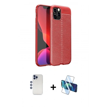 MARSİLYAN™- iPhone 12 Pro Max Kılıf Doruk Klasik Özel Seri - Siyah 3D Antistatik Cam Ekran Koruyucu + Shine Kamera Lens - LT