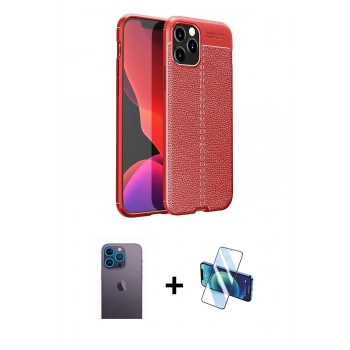 MARSİLYAN™- iPhone 12 Pro Max Kılıf Doruk Klasik Özel Seri - Siyah 3D Antistatik Cam Ekran Koruyucu + Neon Fosforlu Kamera Lens - MI
