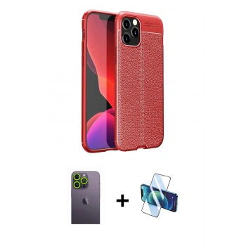 MARSİLYAN™- iPhone 12 Pro Max Kılıf Doruk Klasik Özel Seri - Siyah 3D Antistatik Cam Ekran Koruyucu + Neon Fosforlu Kamera Lens - YL