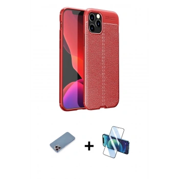 MARSİLYAN™- iPhone 12 Pro Max Kılıf Doruk Klasik Özel Seri - Siyah 3D Antistatik Cam Ekran Koruyucu + Shine Kamera Lens Koruma Cam - PE