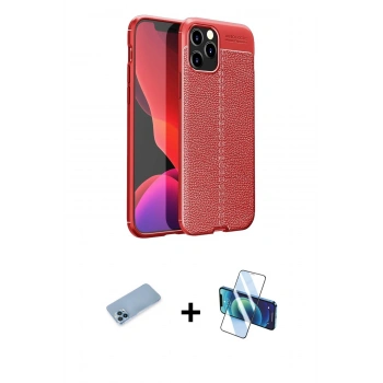 MARSİLYAN™- iPhone 12 Pro Max Kılıf Doruk Klasik Özel Seri - Siyah 3D Antistatik Cam Ekran Koruyucu + Shine Kamera Lens Koruma Cam - MI
