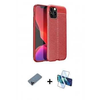 MARSİLYAN™- iPhone 12 Pro Max Kılıf Doruk Klasik Özel Seri - Siyah 3D Antistatik Cam Ekran Koruyucu + Shine Kamera Lens Koruma Cam - SH