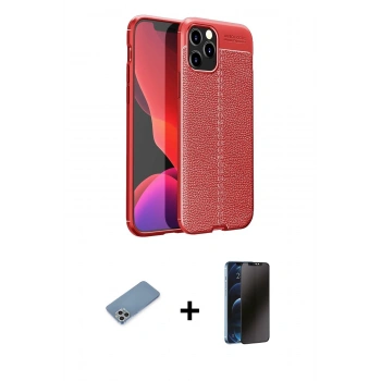 MARSİLYAN™- iPhone 12 Pro Max Kılıf Doruk Klasik Özel Seri - Siyah 3D Antistatik Hayalet Cam Ekran Koruyucu + Shine Kamera Lens Koruma Cam - GS