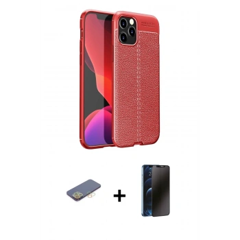 MARSİLYAN™- iPhone 12 Pro Max Kılıf Doruk Klasik Özel Seri - Siyah 3D Antistatik Hayalet Cam Ekran Koruyucu + Renkli Kamera Lens Koruma Cam - SI