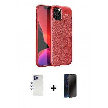 MARSİLYAN™- iPhone 12 Pro Max Kılıf Doruk Klasik Özel Seri - Siyah 3D Antistatik Hayalet Cam Ekran Koruyucu + Shine Kamera Lens - LT