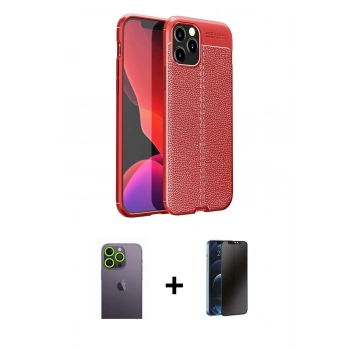 MARSİLYAN™- iPhone 12 Pro Max Kılıf Doruk Klasik Özel Seri - Siyah 3D Antistatik Hayalet Cam Ekran Koruyucu + Neon Fosforlu Kamera Lens - YL
