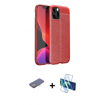 MARSİLYAN™- iPhone 12 Pro Max Kılıf Doruk Klasik Özel Seri - Siyah 3D Antistatik Seramik Nano Ekran Koruyucu + Renkli Kamera Lens Koruma Cam - PE