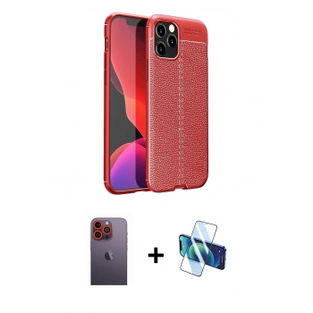 MARSİLYAN™- iPhone 12 Pro Max Kılıf Doruk Klasik Özel Seri - Siyah 3D Antistatik Seramik Nano Ekran Koruyucu + Neon Fosforlu Kamera Lens - TU