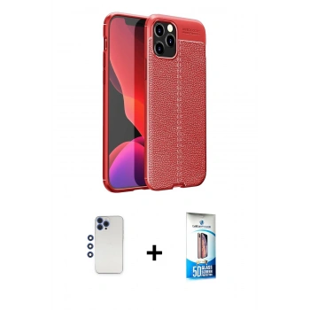 MARSİLYAN™- iPhone 12 Pro Max Kılıf Doruk Klasik Özel Seri - Siyah 5D Eko Cam Ekran Koruyucu + Shine Kamera Lens - LT
