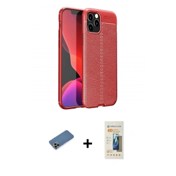 MARSİLYAN™- iPhone 12 Pro Max Kılıf Doruk Klasik Özel Seri - Siyah 6D Mat Seramik Hayalet Nano Ekran Koruyucu + Shine Kamera Lens Koruma Cam - GD