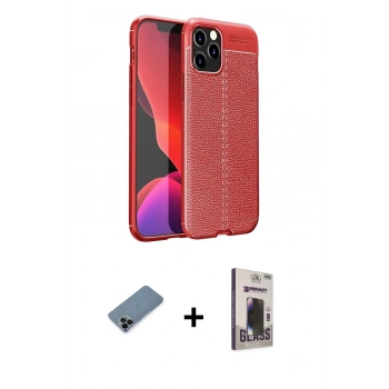 MARSİLYAN™- iPhone 12 Pro Max Kılıf Doruk Klasik Özel Seri - Siyah Bilvis Hayalet Cam Ekran Koruyucu + Shine Kamera Lens Koruma Cam - SH