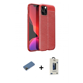 MARSİLYAN™- iPhone 12 Pro Max Kılıf Doruk Klasik Özel Seri - Siyah Bilvis Hayalet Cam Ekran Koruyucu + Shine Kamera Lens Koruma Cam - GD