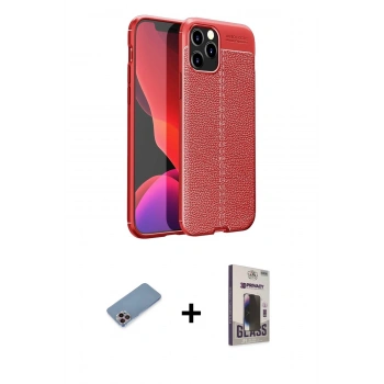 MARSİLYAN™- iPhone 12 Pro Max Kılıf Doruk Klasik Özel Seri - Siyah Bilvis Hayalet Cam Ekran Koruyucu + Shine Kamera Lens Koruma Cam - PE